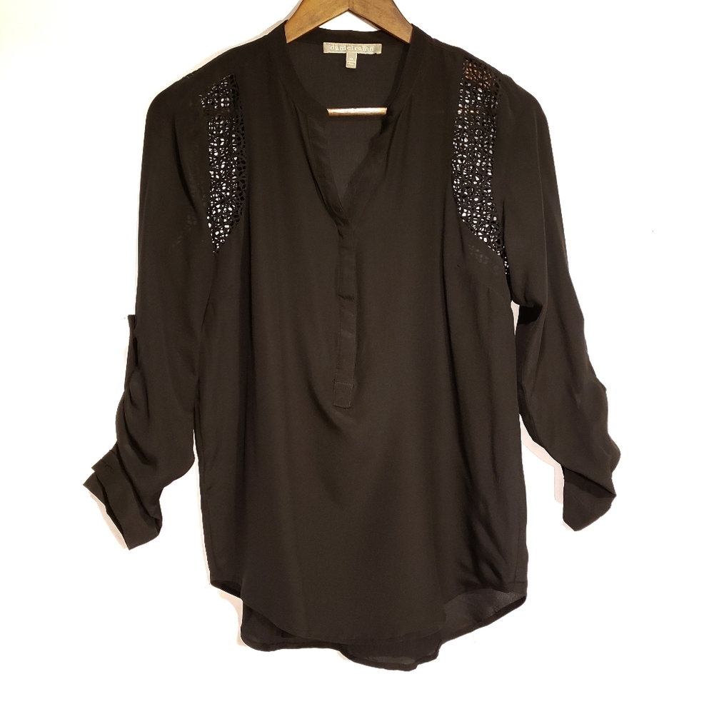Daniel Rainn 100% Silk Blouse with Lace Detailing